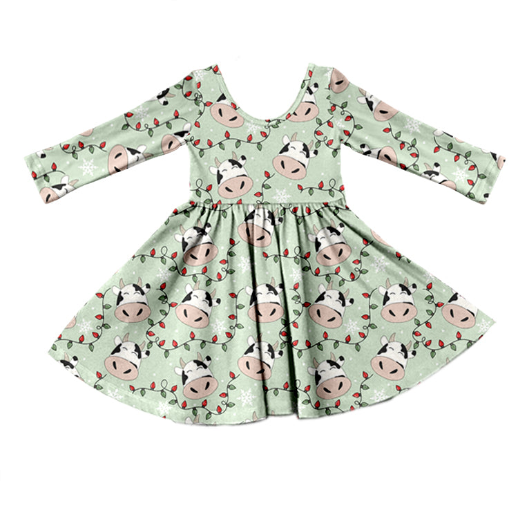 Baby Girls Christmas Cows Twirl Dresses preorder(moq 5)