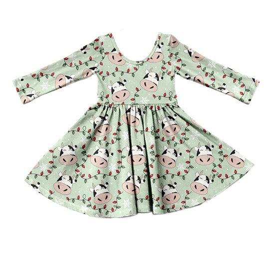 Baby Girls Christmas Cows Twirl Dresses preorder(moq 5)