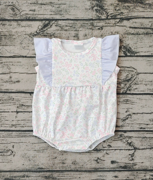 Baby Girls Flowers Bows Ruffle Summer Rompers