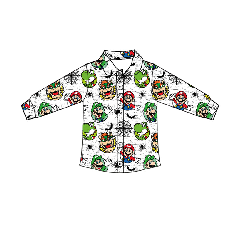 Baby Boys Cartoon Game Animals Buttons Long Sleeve Tee Shirts preorder(moq 5)