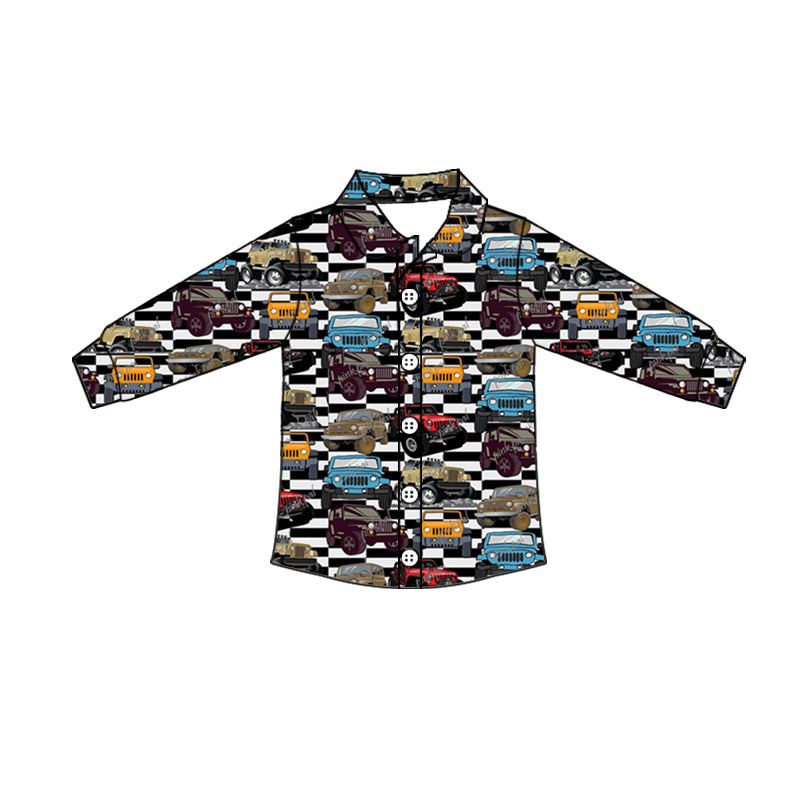 Baby Boys Cars Vehicles Buttons Long Sleeve Tee Shirts preorder(moq 5)