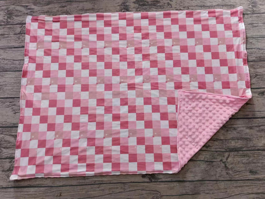 Baby Kids Pink Checkered Minky Blankets preorder(moq 5)