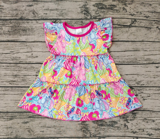 Baby Girls Flutter Sleeve Cartoon Mouse Tunic Tops