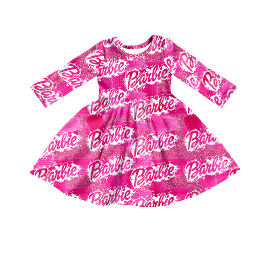 Baby Girls Pink Doll Knee Length Dresses preorder(moq 5)