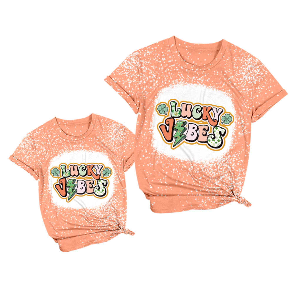 Adult Women Lucky Vibes St Patrick Day Short Sleeve Shirts Preorder(moq 5)