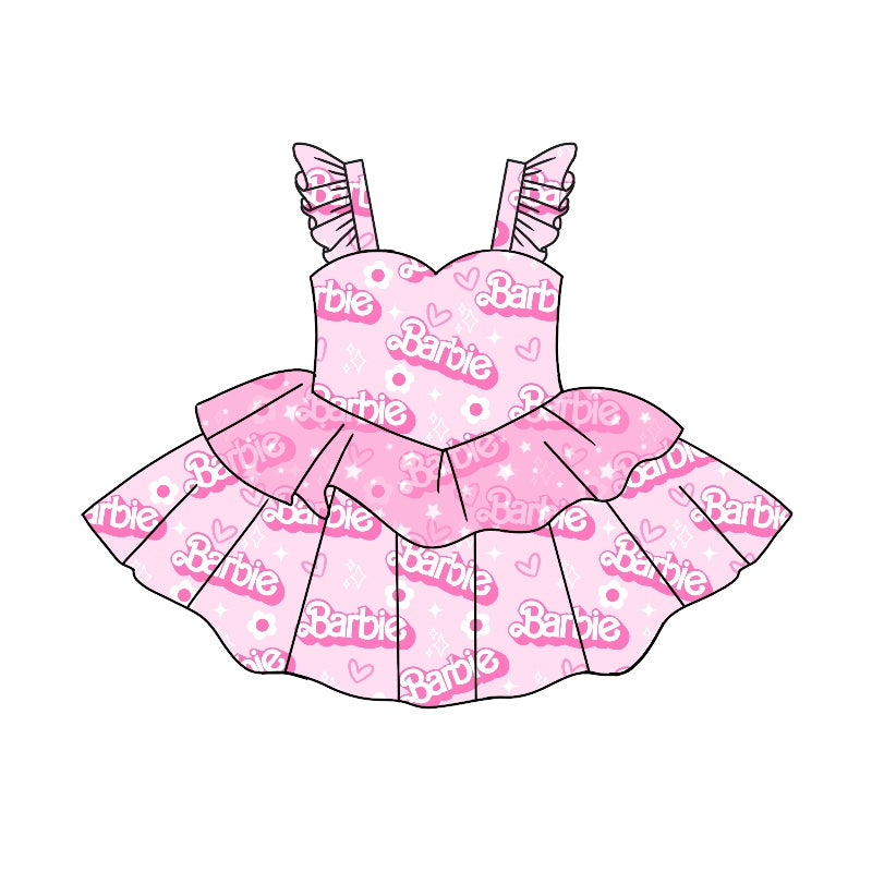 Baby Girls Pink Doll Ruffle Straps Dresses preorder(moq 5)