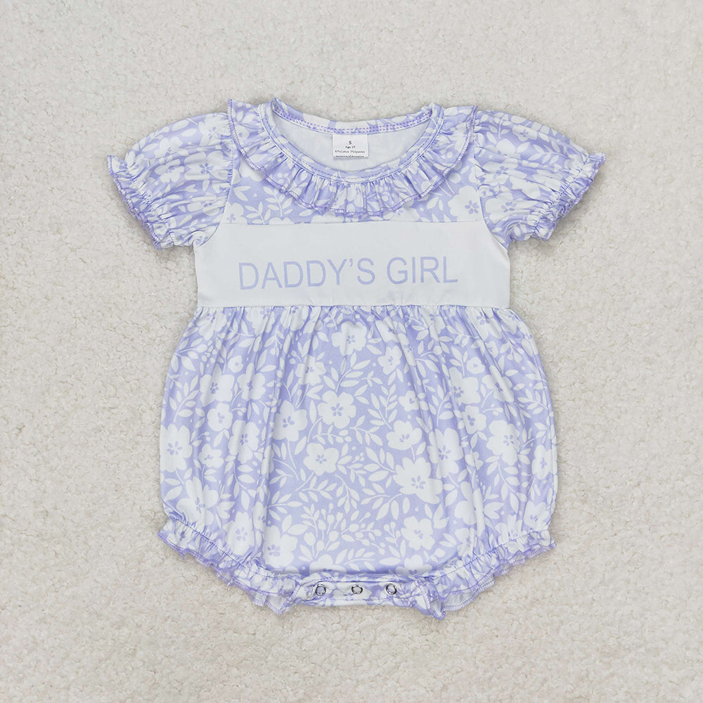 Baby Girls Daddy's Girl Flowers Short Sleeve Rompers