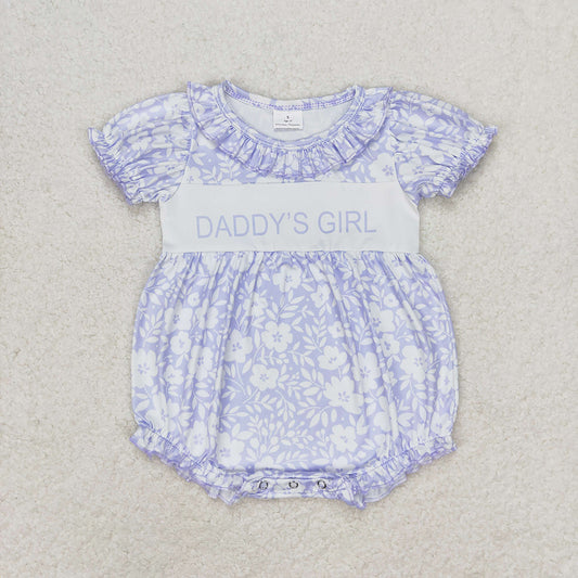 Baby Girls Daddy's Girl Flowers Short Sleeve Rompers