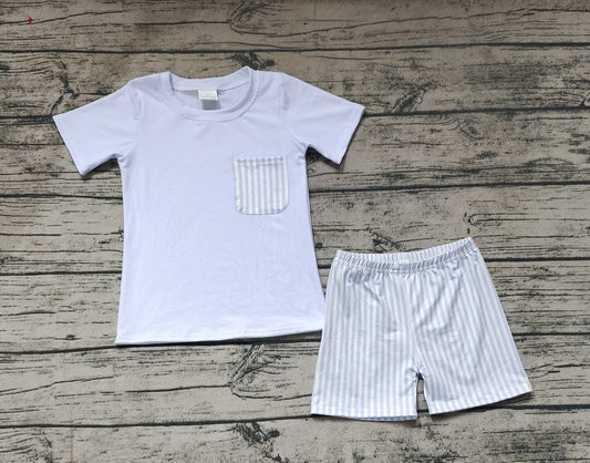 Baby Boys White Shirt Top Stripes Shorts Clothes Sets