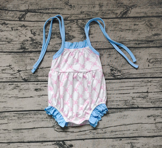 Baby Infant Girls Pink Square Straps Rompers
