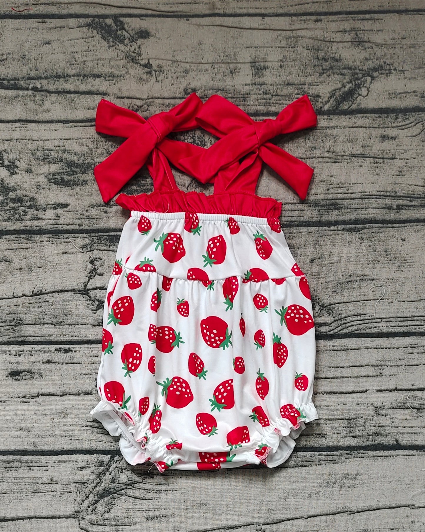 Baby Girls Strawberry Red Straps Rompers