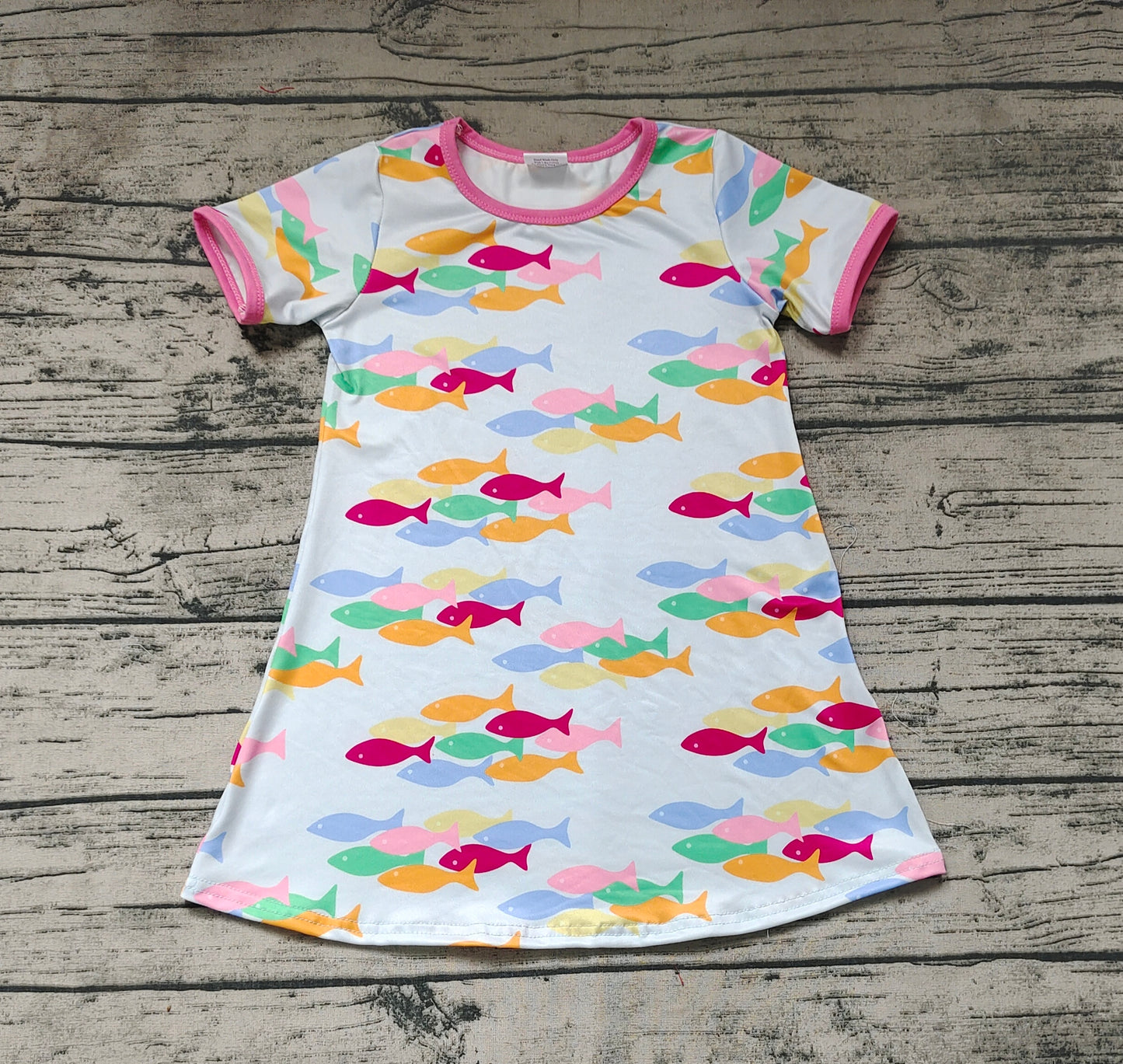 Baby Girls Short Sleeve Colorful Fish Knee Length Dresses