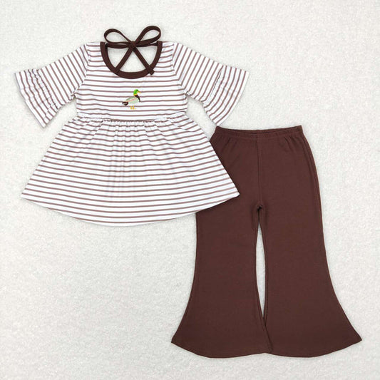 Baby Girls Duck Brown Tunic Top Bell Pants Clothes Sets