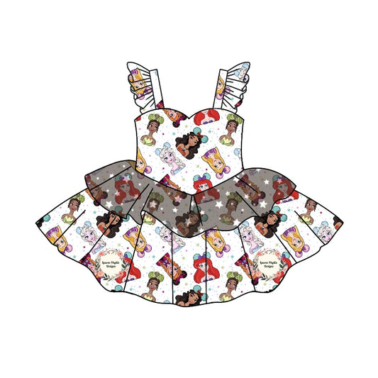 Baby Girls Princess White Ruffle Straps Dresses preorder(moq 5)