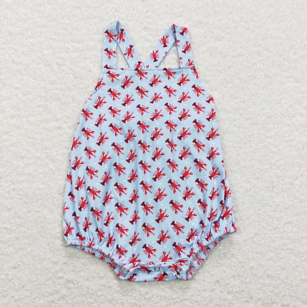 Baby Infant Girls Boys Crawfish Straps Bubble Rompers