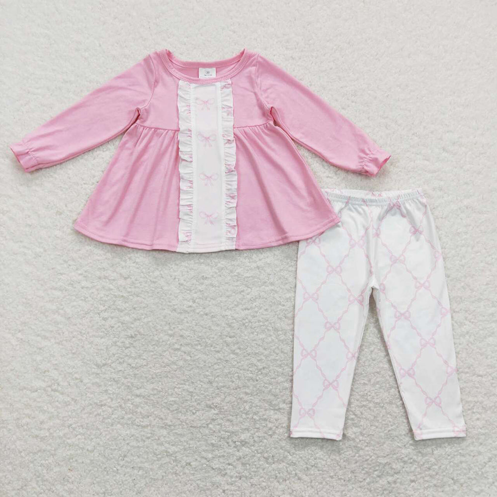 Baby Girls Pink Bows Tunic Top Legging Outfits Clothes Sets