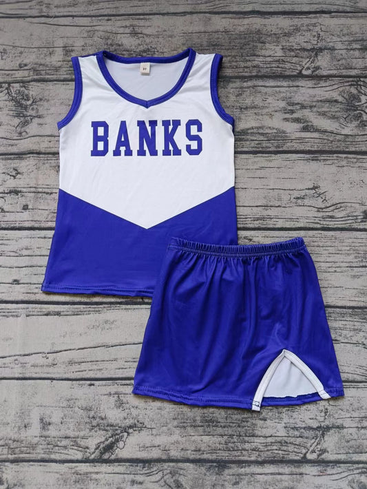 Baby Girls Banks Cheer Teams Top Skirt Clothes Sets Preorder(moq 5)