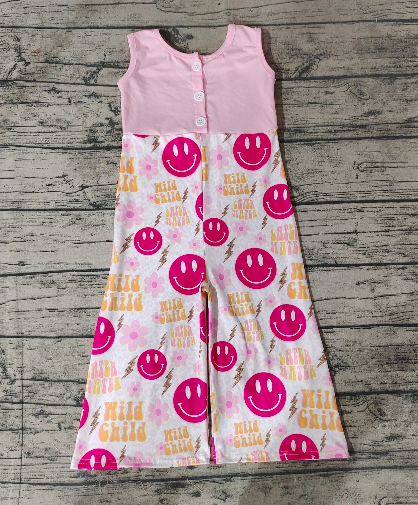 Baby Girls Mama Tried Sleeveless Smile Jumpsuits