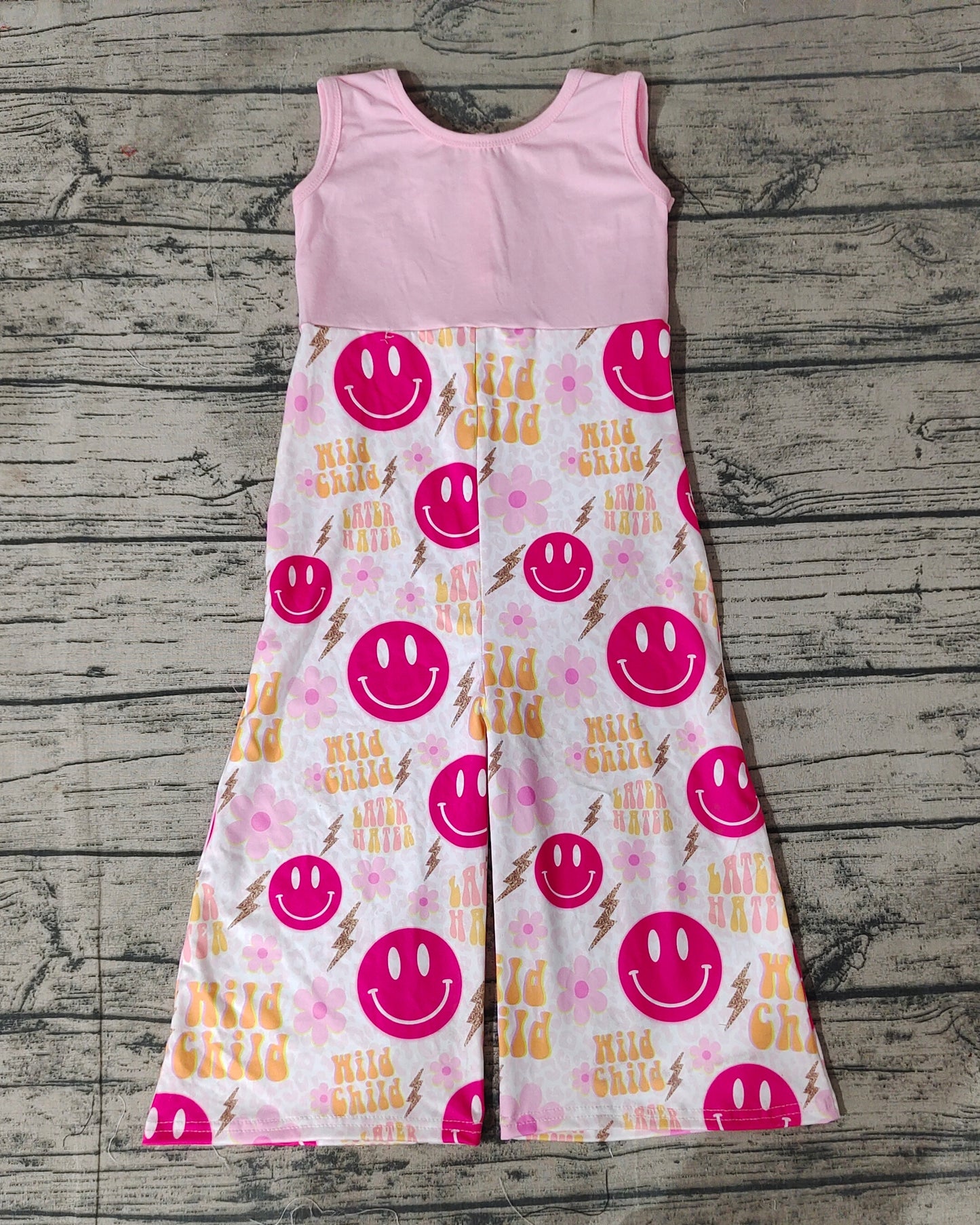 Baby Girls Mama Tried Sleeveless Smile Jumpsuits