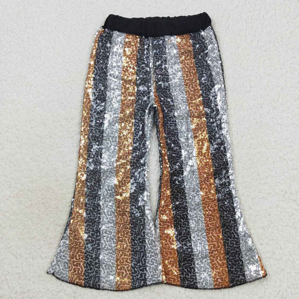 Baby Girls Black Golden Sequin Bell Bottom Pants