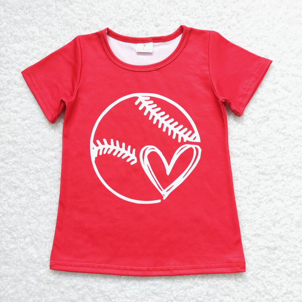 Baby Girls Baseball Red Short Sleeve Tee Shirts Tops