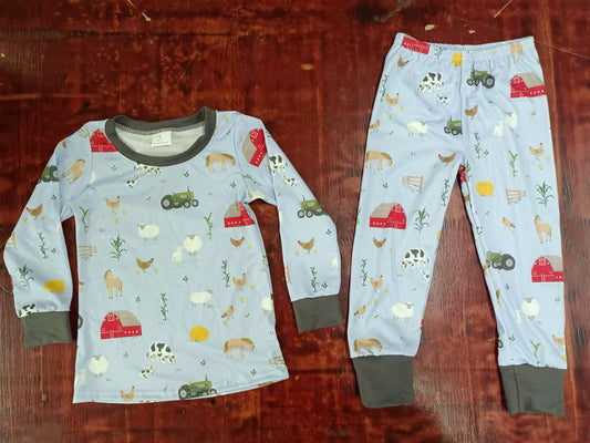 Baby Boys Farm Horse Top Pants Pajamas Clothes Sets preorder(MOQ 5)