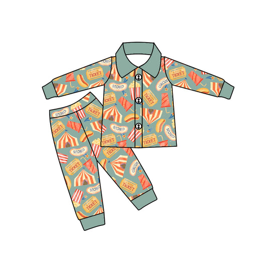 Baby Boys Ticket Ruffle Button Ups Pajamas Clothing Sets preorder(moq 5)