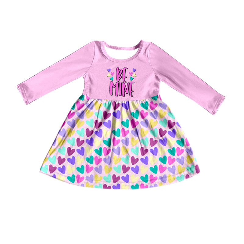 Baby Girls Be Mine Valentines Hearts Knee Length Dresses Preorder(moq 5)