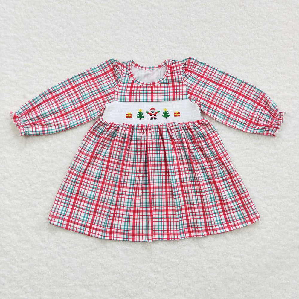 Baby Girls Christmas Red Plaid Santa Tree Dresses