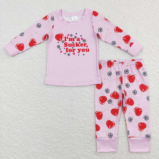 Baby Girls Pink Hearts Valentines Tee Shirts Tops Pants Pajamas Clothes Sets