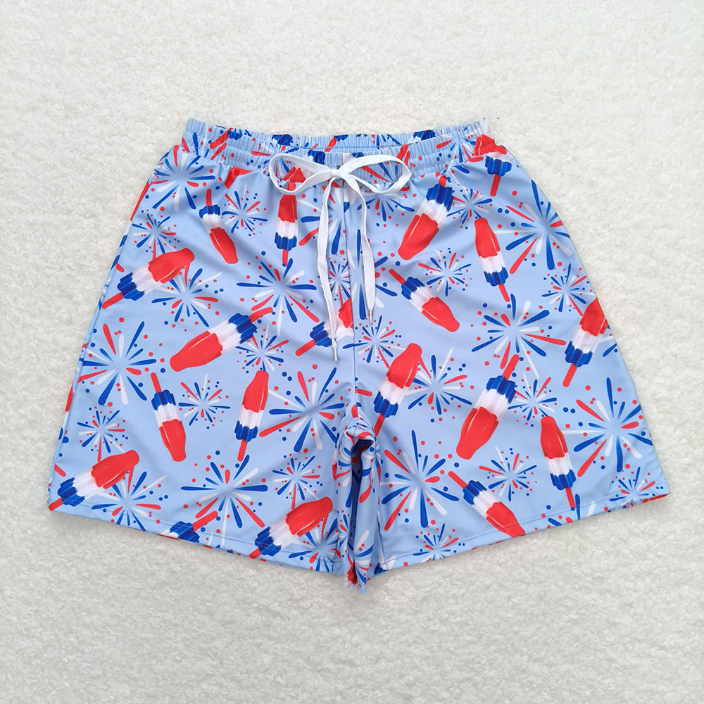 Adult Man 4th Of July Popsicle Bottom Trunk Shorts Swimwear