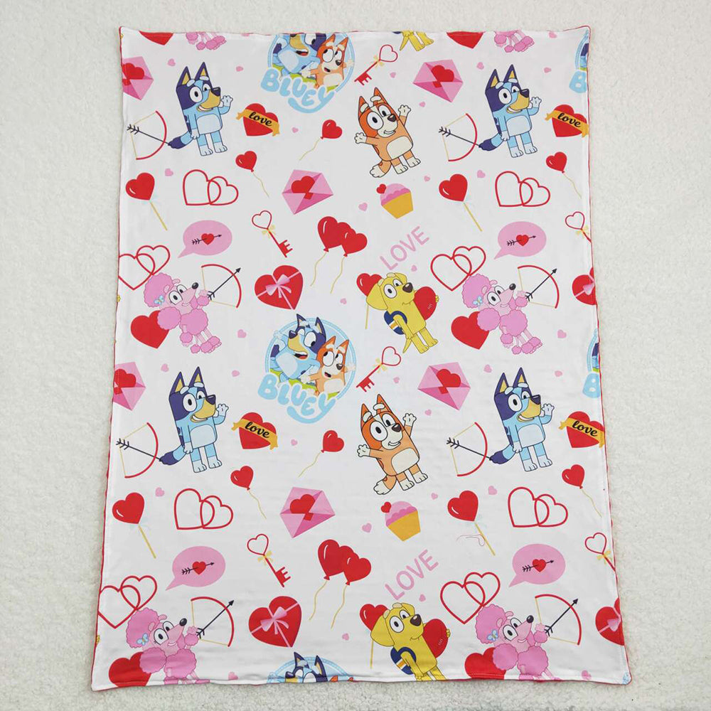 Baby Girls Valentines Dogs Red Minky Blankets