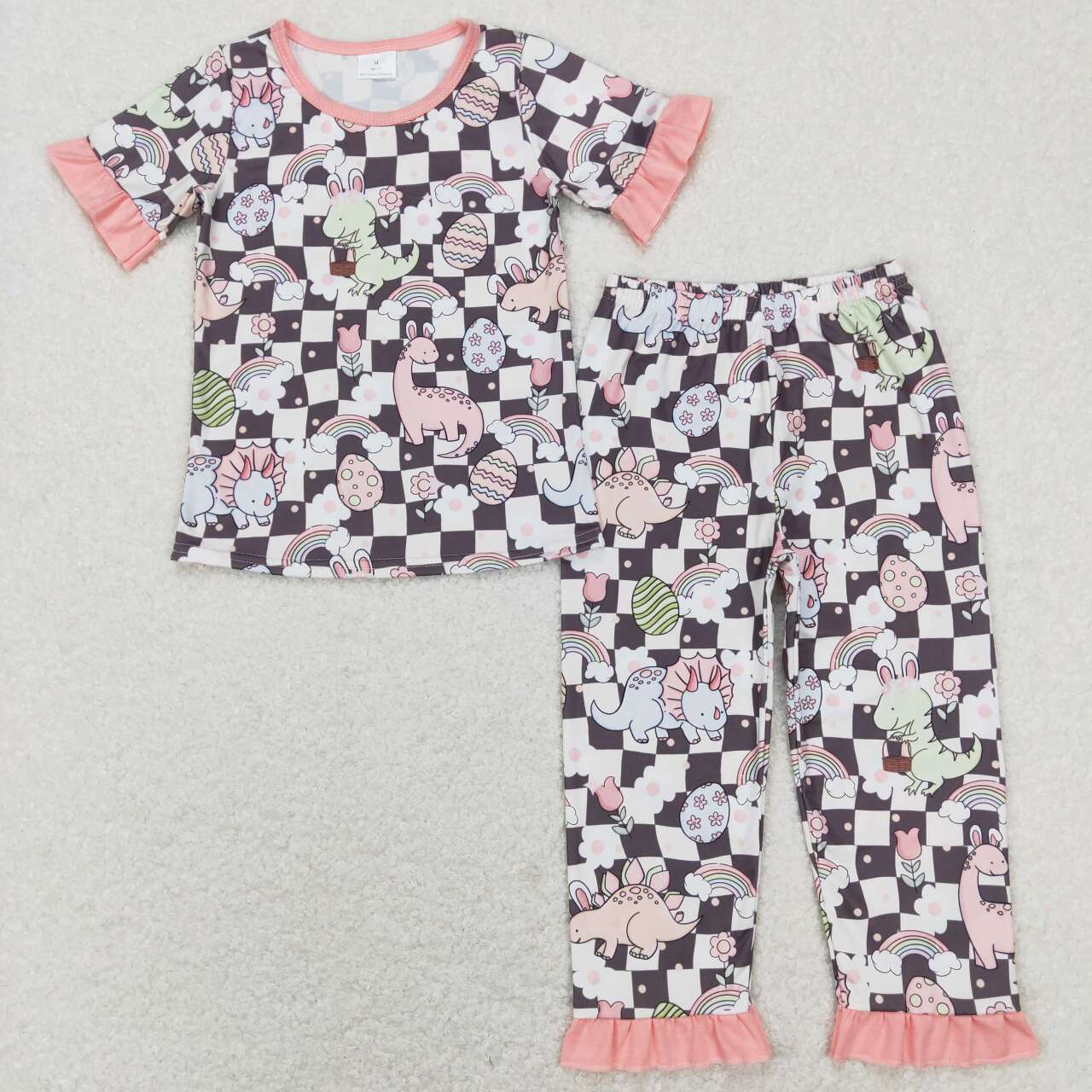 Baby Girls Toddler Easter Dinosaurs Eggs Shirt Pants Pajamas Clothes Sets