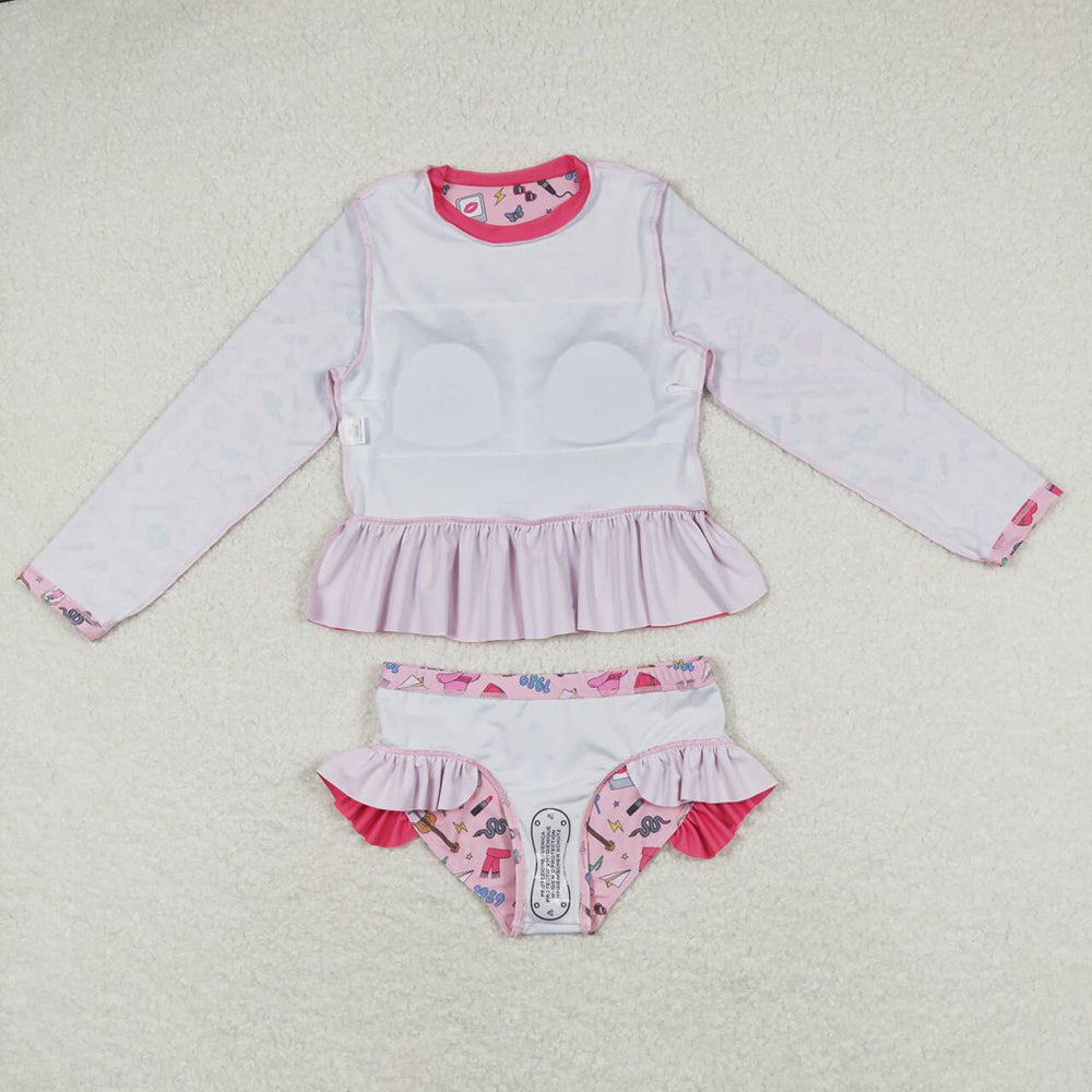 Baby Girls Summer Long Sleeve Singer Pink Top Bummie Swimsuits