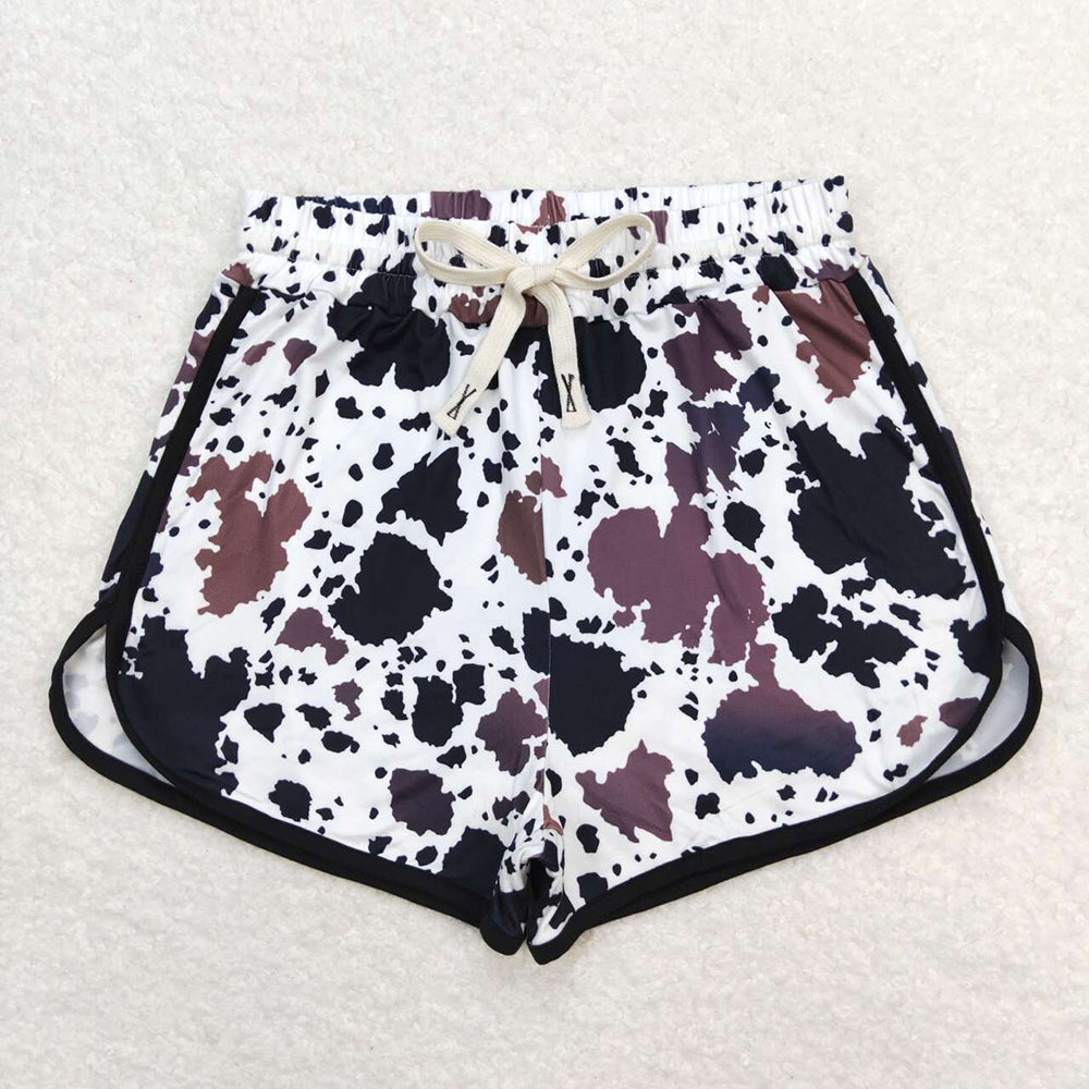 Adult Women Cow Print Western Summer Shorts