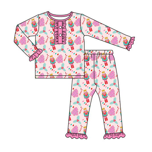 Baby Girls Ruffle Christmas Soldier Pants Pajamas Clothes Sets preorder(moq 5)