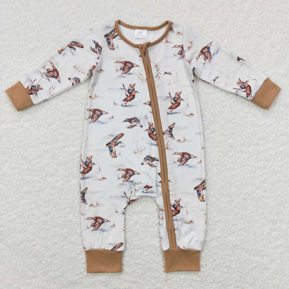 Baby Infant Kids Duck Hunting Long Sleeve Zip Sleepers Rompers