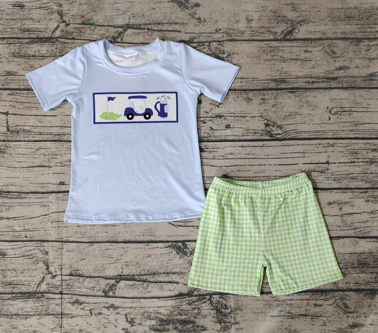 Baby Boys Golf Hole In One Shirt Checkered Shorts Clothes Sets