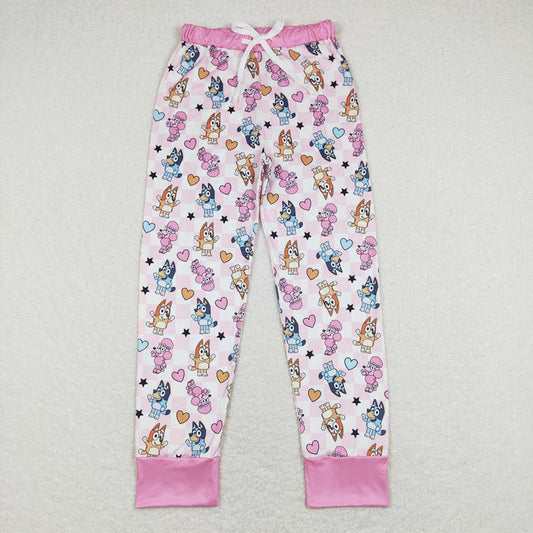 Adult Women Valentines Pink Dogs Hearts Pants Pajamas