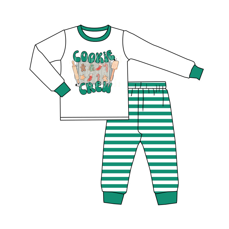 Baby Boys Cookie Crew Christmas Green Pajamas Clothing Sets preorder(moq 5)