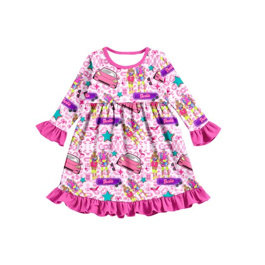 Baby Girls Pink Doll Ruffle Party Dresses preorder(moq 5)