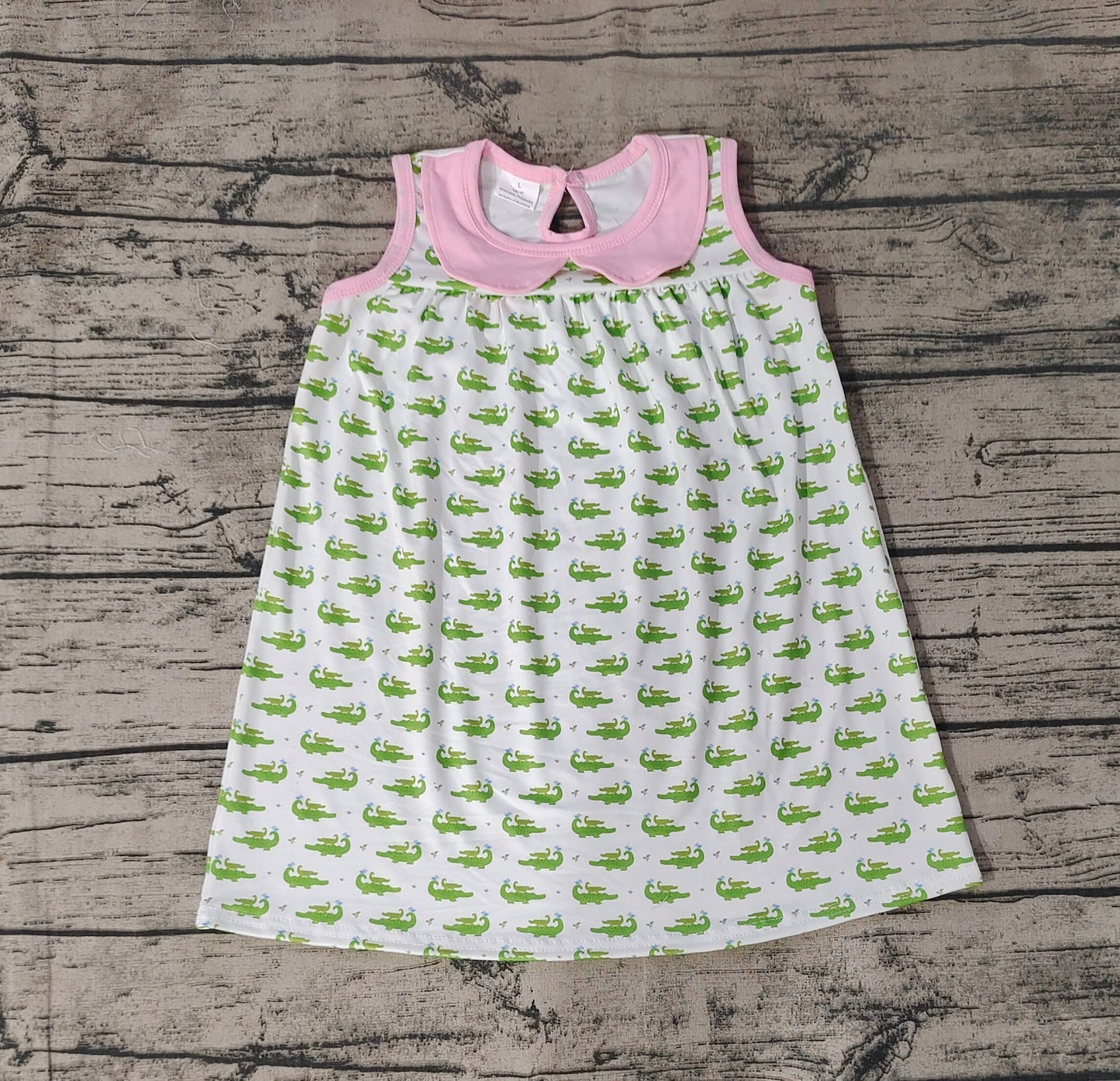 Baby Girls Green Crocodile Sleeveless Knee Length Dresses