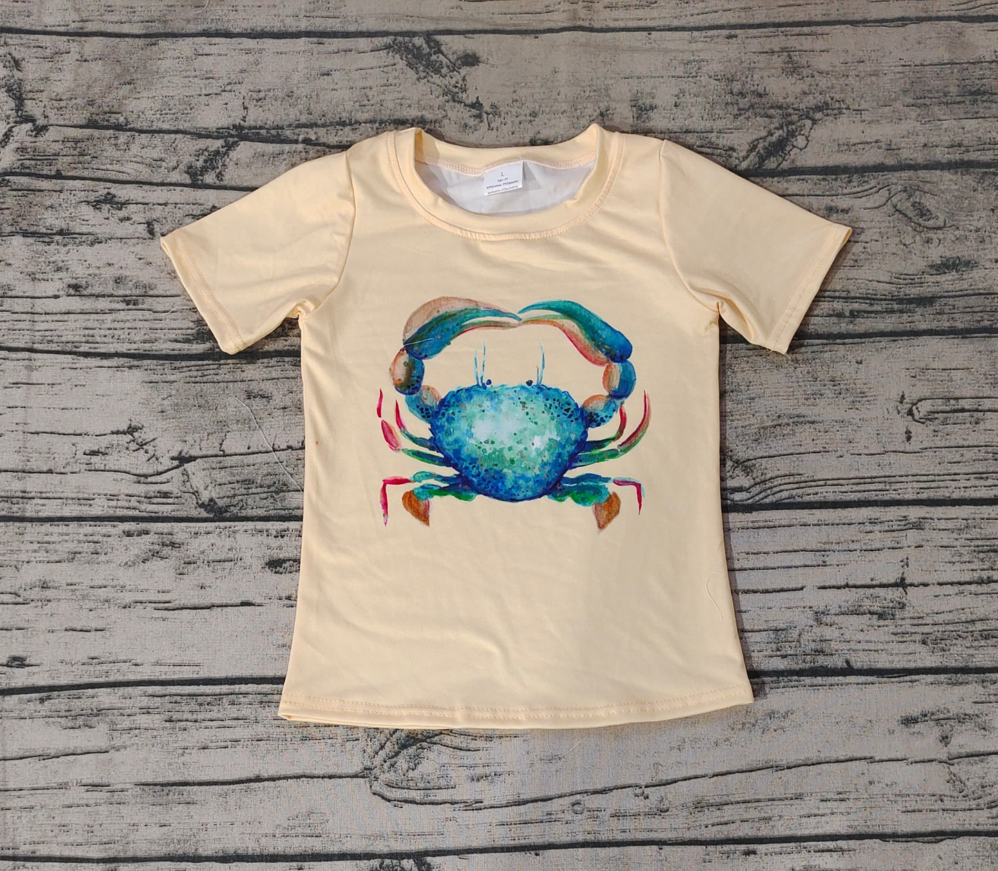 Baby Boys Crab Yellow Short Sleeve Tee Shirts Tops