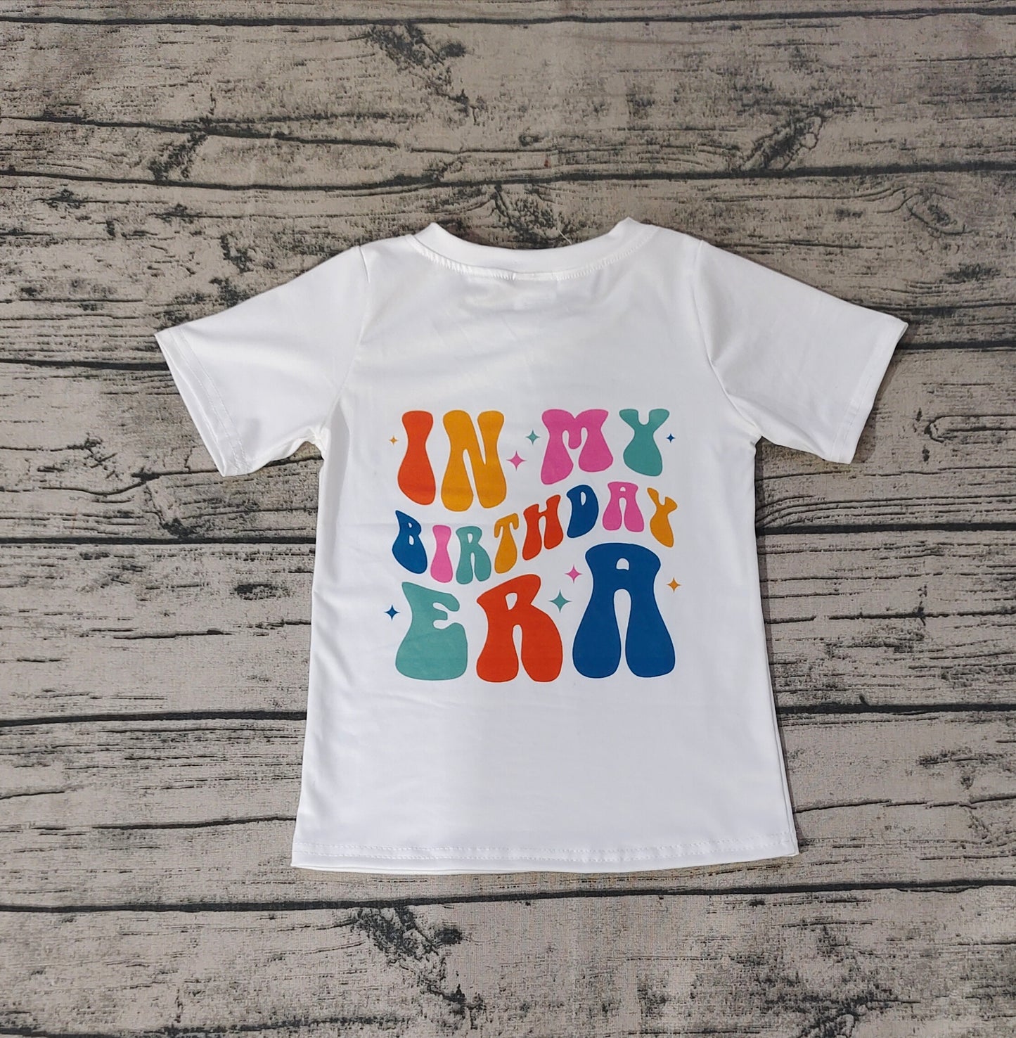 Baby Girls White In My Birthday Era Short Sleeve Tee Shirts Tops