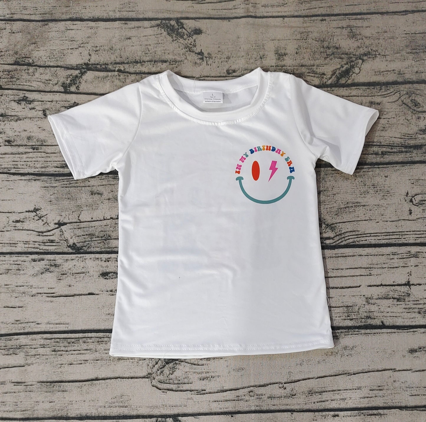 Baby Girls White In My Birthday Era Short Sleeve Tee Shirts Tops