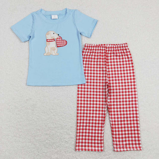 Baby Boys Valentines Dog Hearts Tee Shirts Top Pants Outfits Clothes Sets