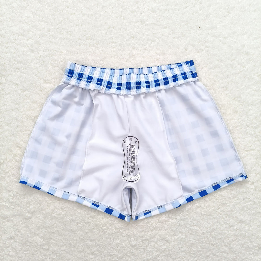 Baby Boys Summer Blue Checkered Trunks Swimsuits Swimwear