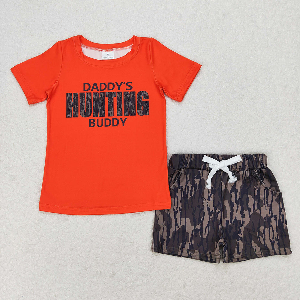 Baby Boys Daddy's Hunting Buddy Tee Camo Shorts Clothes Sets