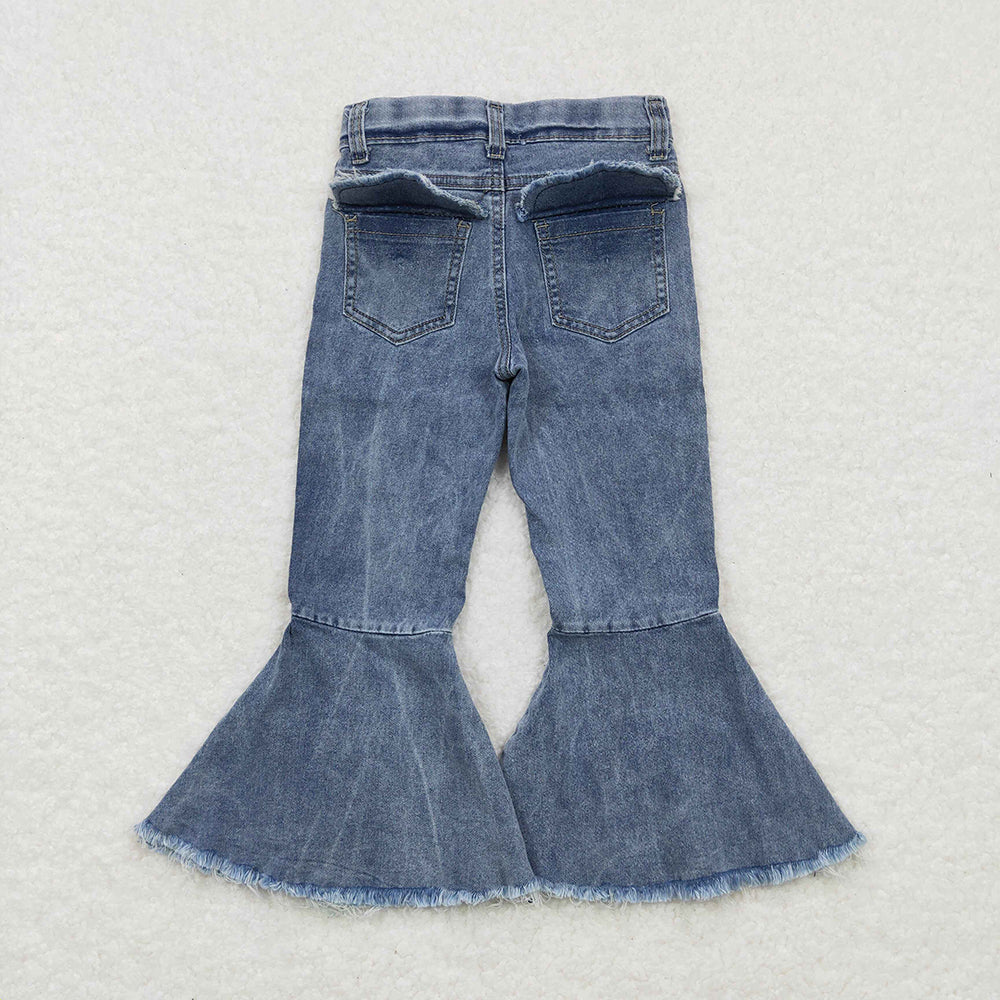 Baby Girls Light Blue Pockets Bell Denim Flare Pants Jeans