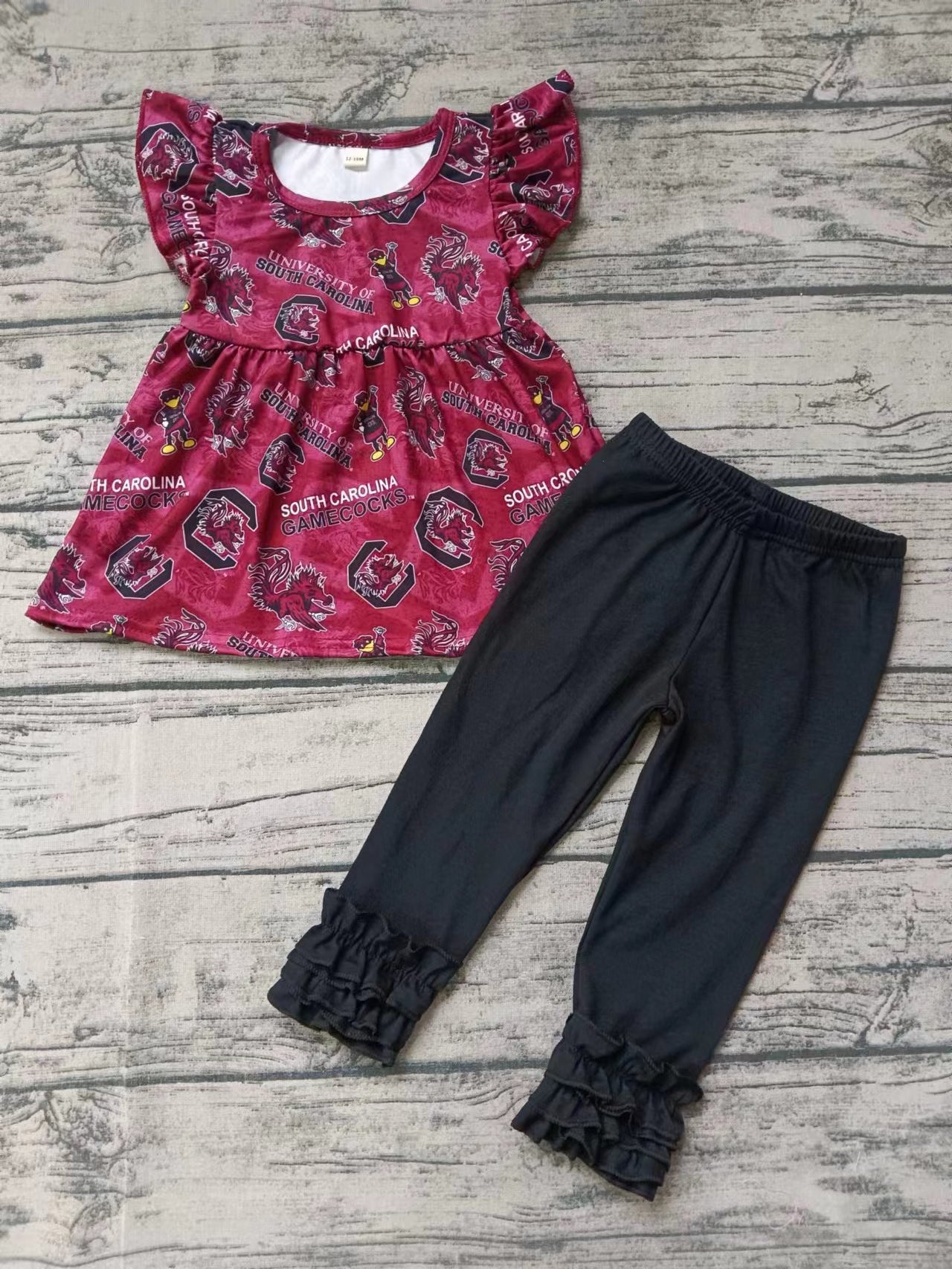 Baby Girls Red Bird Teams Top Ruffle Icing Legging Clothes Sets Preorder(moq 5)